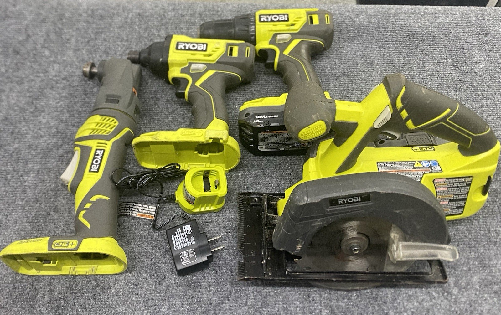 4 Pc Ryobi P505VN Saw, P246 Multitool, P215VN Drill, & P235AVN Impact Combo Kit