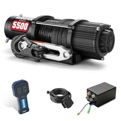 5500 lbs Electric ATV/UTV Recovery Winch with 1/4 » x 50&prime; Synthetic Rope, 12V
