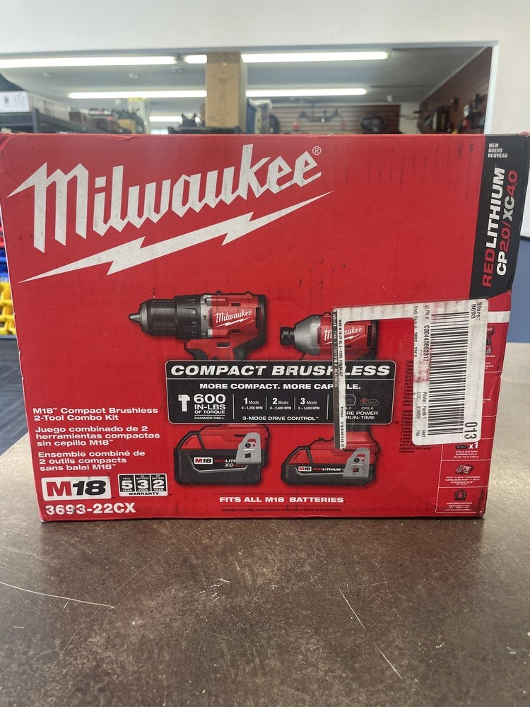 Milwaukee 3693-22CX M18 Compact Brushless 2-Tool Combo Kit BRAND NEW