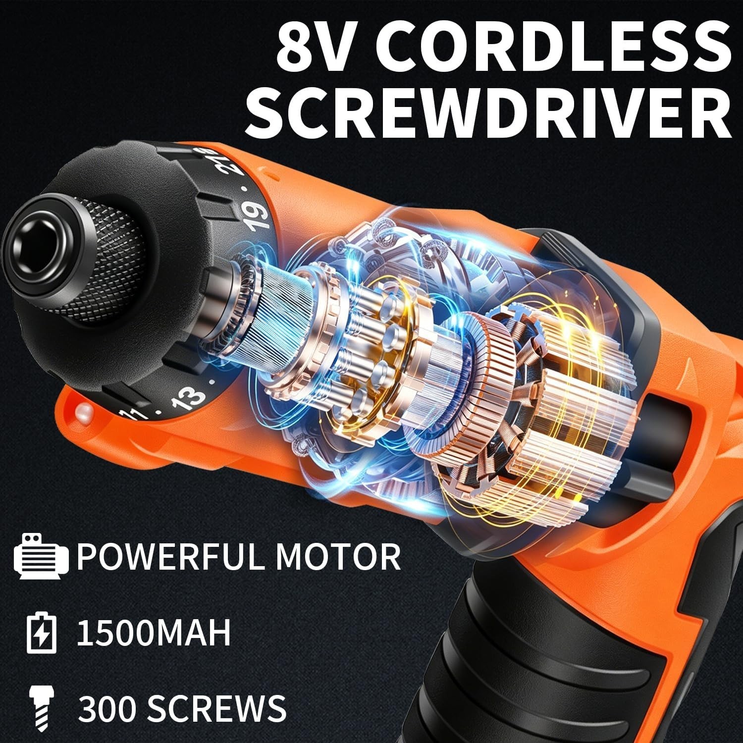 Cordless Screwdriver 8V Max 10Nm Electric Screwdriver Rechargeable Set
