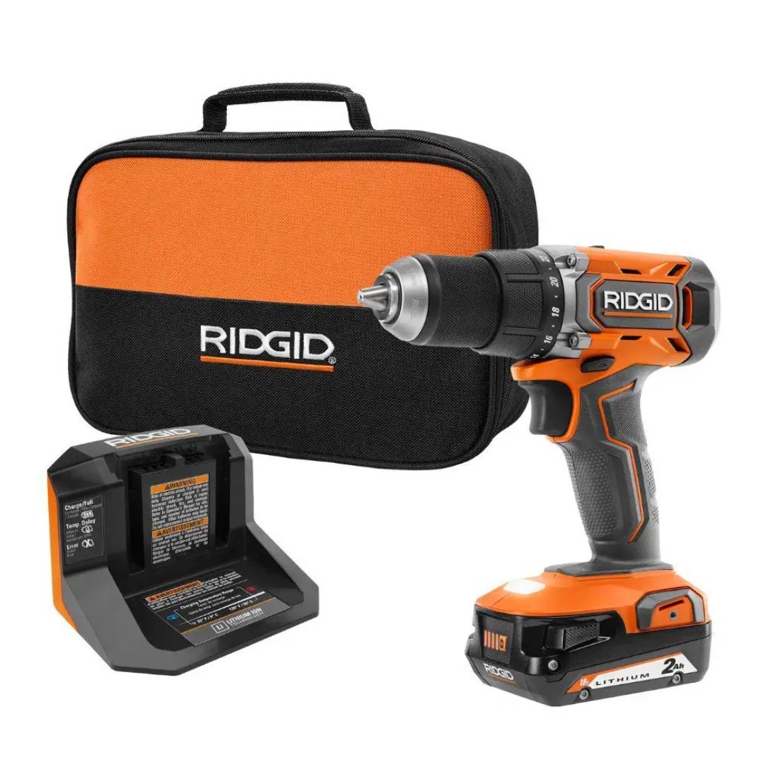 RIDGID 18V Cordless 1/2 in. Drill/Driver Kit with 2.0 Ah Battery and Charger