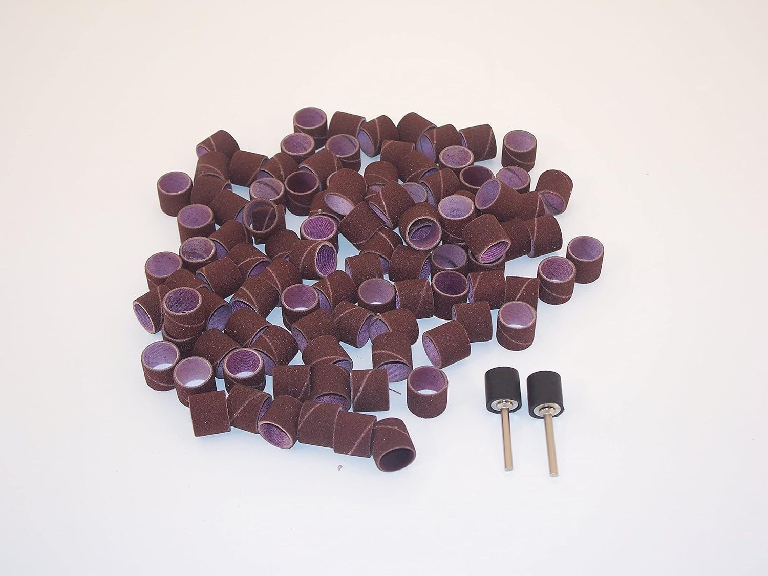 100 Pc 1/2 Inch Sand Drum Grit 60 Coarse with 2 Pc 1/8 Inch Mandrel for Dremel R