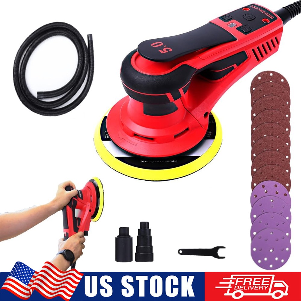 6&Prime; Electric Brushless Random Orbital Sander 5 Variable Speed Sander 10000 RPM US