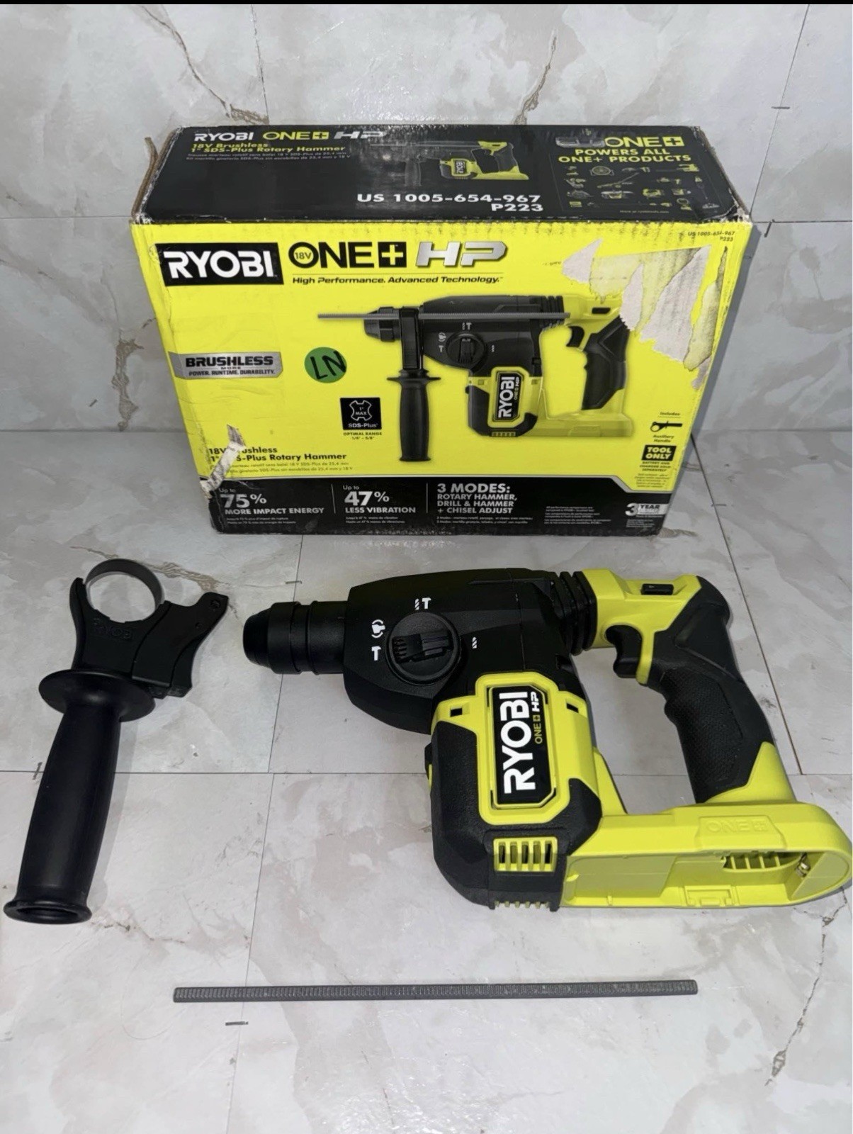 RYOBI ONE+ HP 18V Brushless 1 in. SDS-Plus Rotary Hammer Drill (Tool Only)