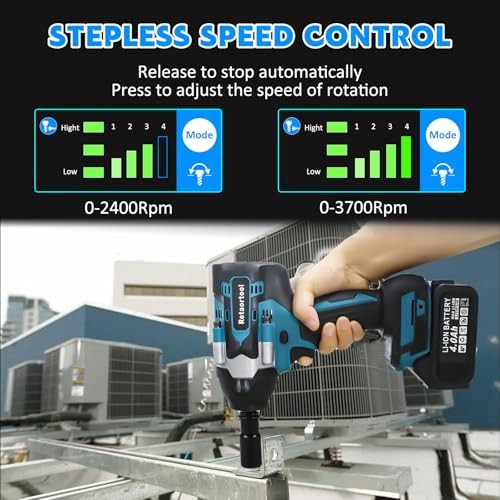 Cordless Impact Wrench 740Ft-lbs () Brushless 1/2&Prime; High Torque 1000N.m Blue