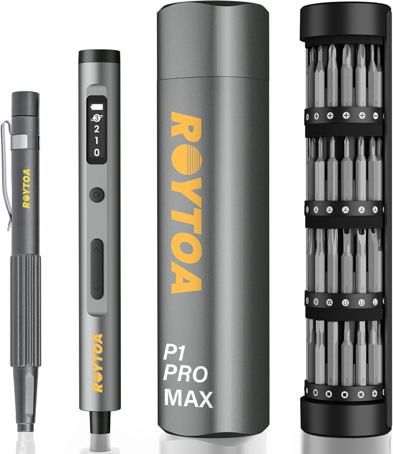 Set mini destornillador eléctrico 80 en 1, 4 configuraciones de torque.