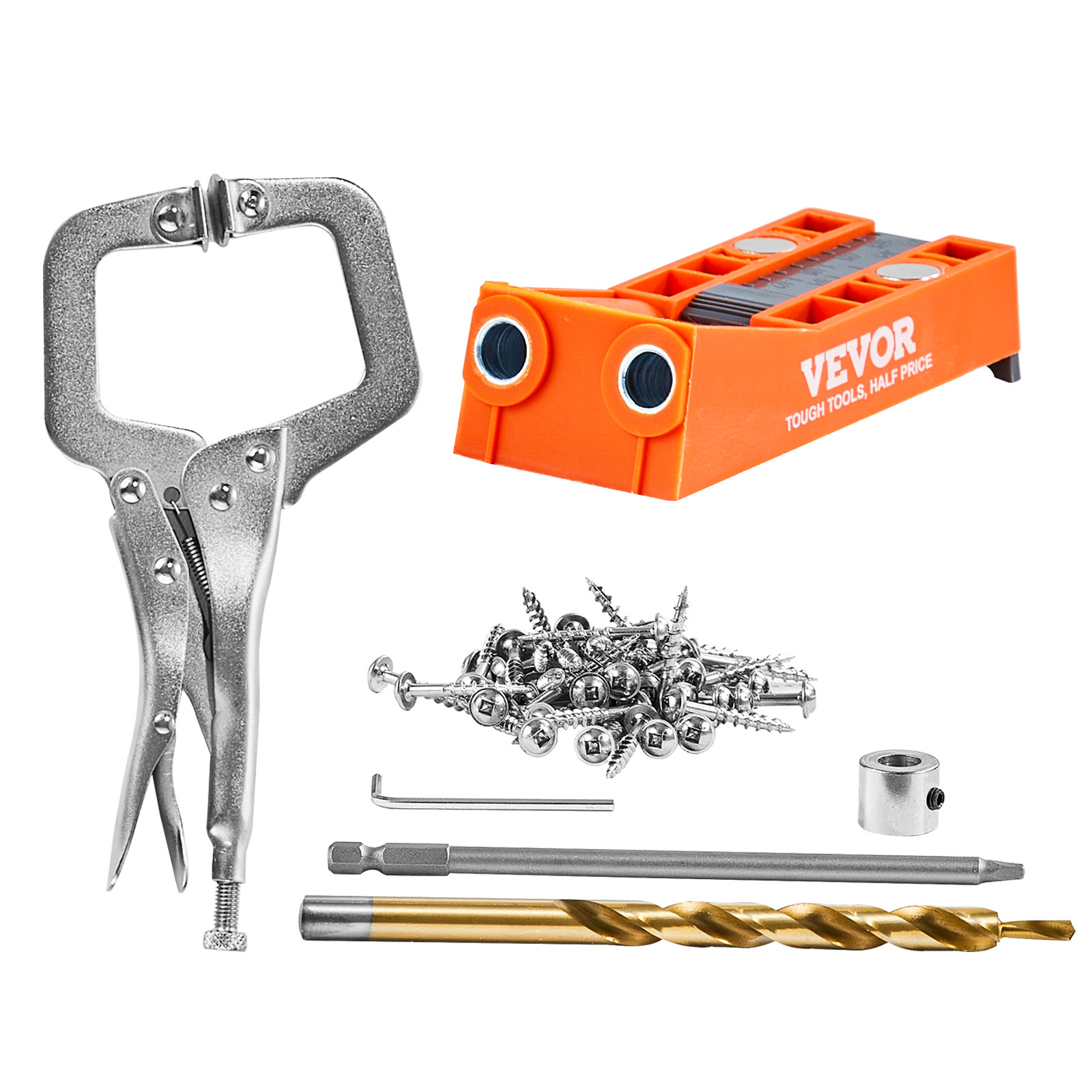 VEVOR Pocket Hole Jig Kit Joinery Woodworking System Adjustable Depth with Clamp