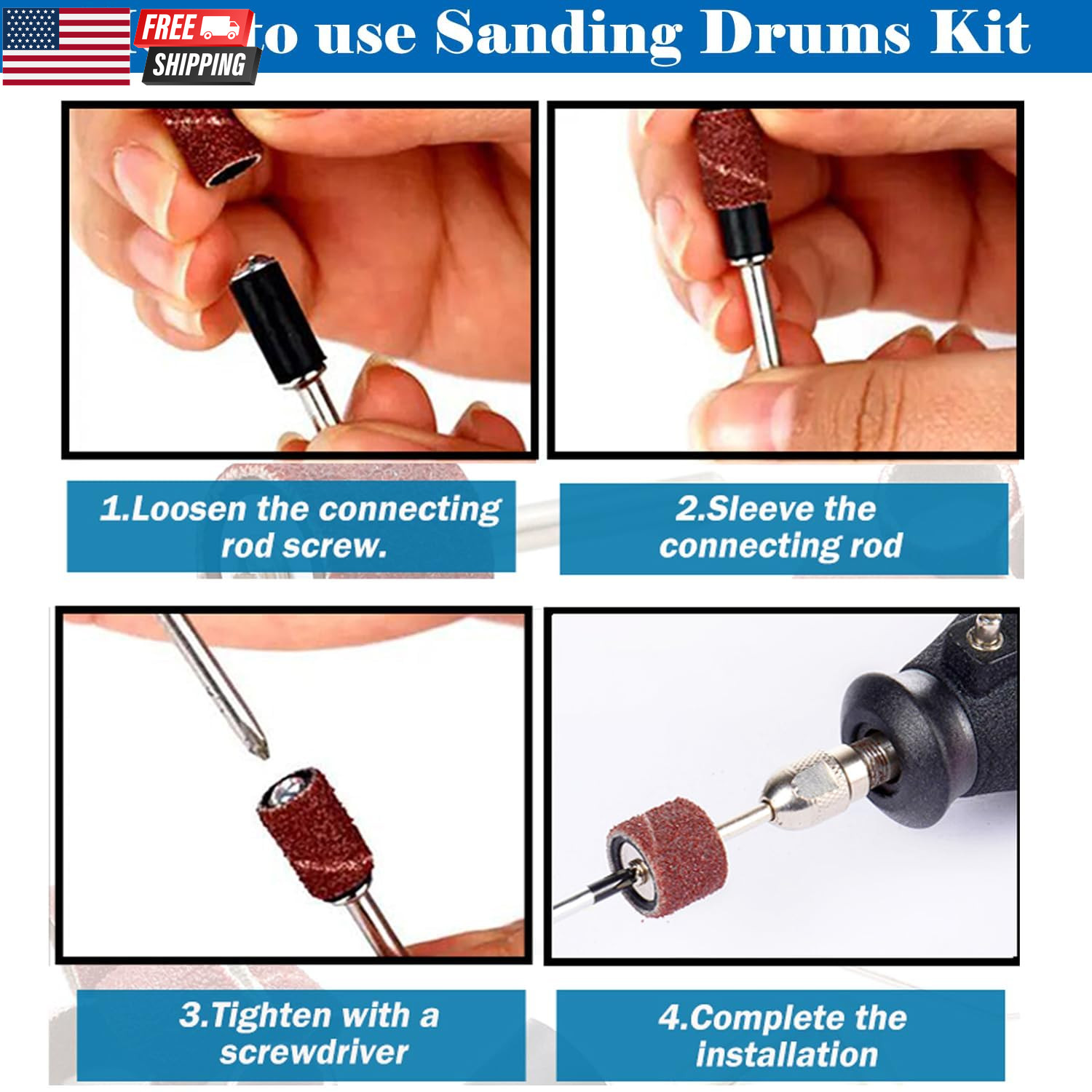 Sanding Drum Set for Most Rotary Tools-Includes 138 Aluminum Oxide Sanding Sleev