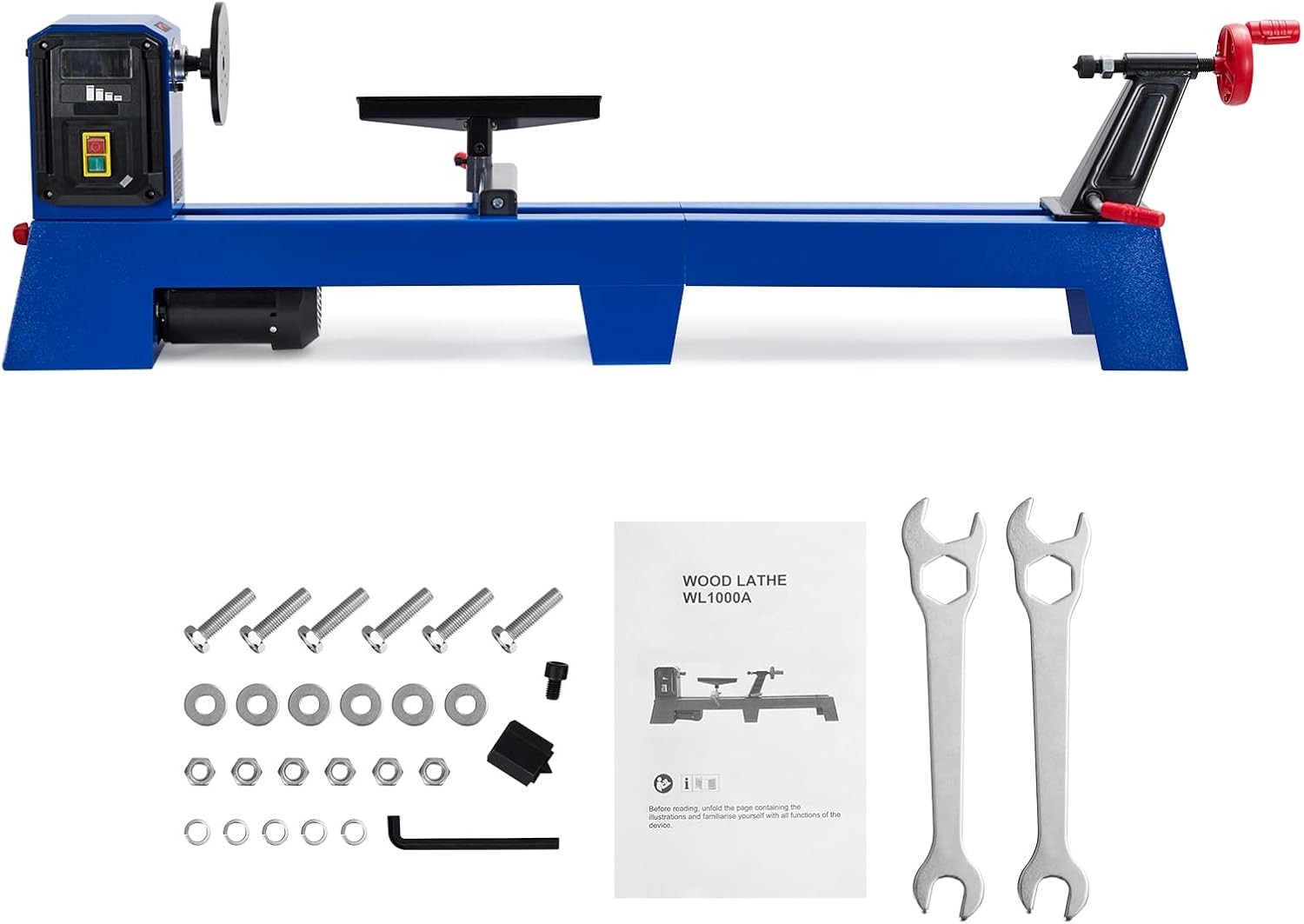 14&Prime; x 40&Prime; Benchtop Wood Lathe Machine 4 Variable Speeds 400W w/ Wrench & Chisels