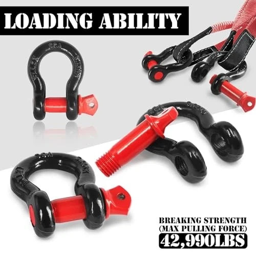 (4 Pack) Shackles, 5/8&Prime; D Ring Shackle, 19.5 Ton (42,990 lbs), 3/4&Prime; Pin, NEW