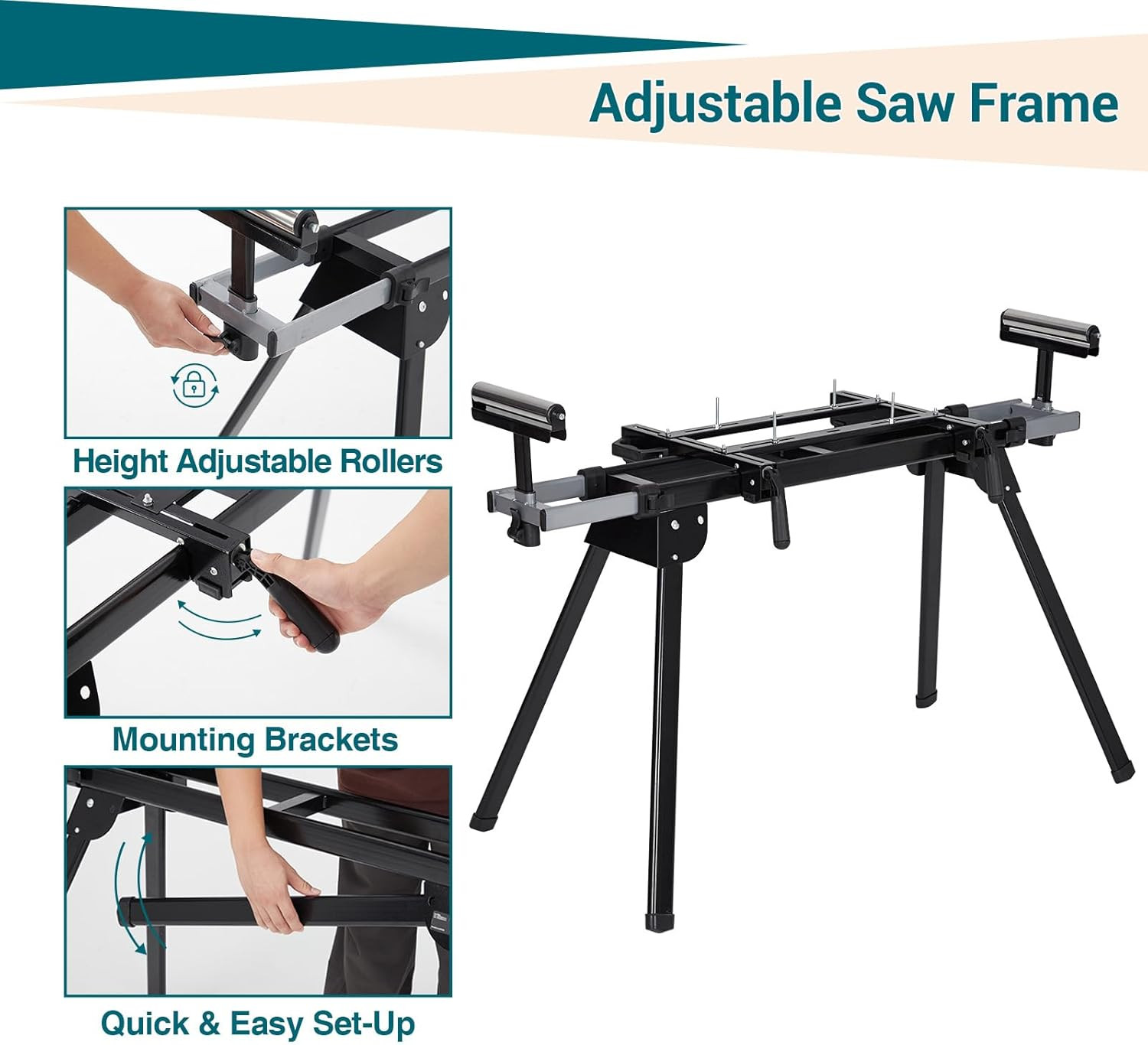 Universal Miter Saw Stand, 440 lbs Capacity, Adjustable & Portable