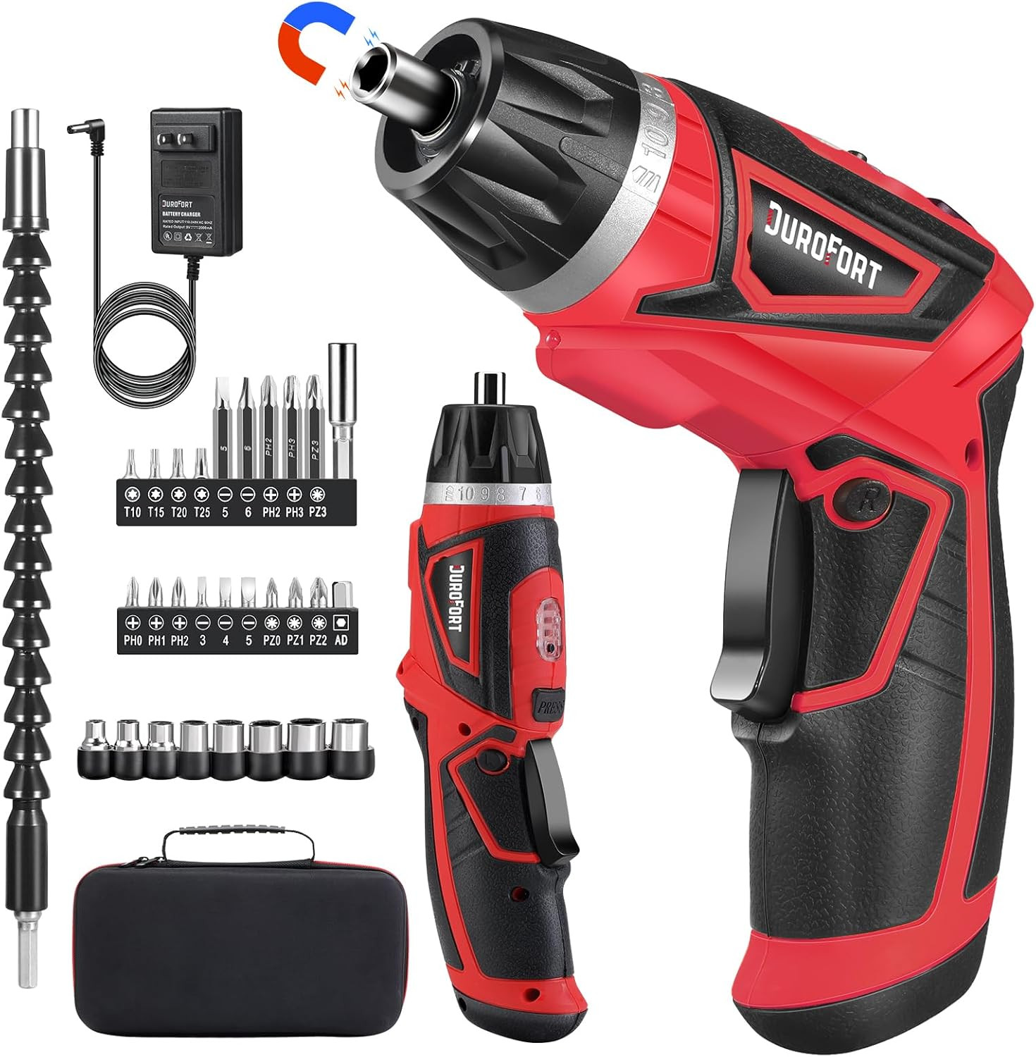 Cordless Electric Screwdriver Set, 8V 10Nm Rechargeable Power Electric Drill, Ba