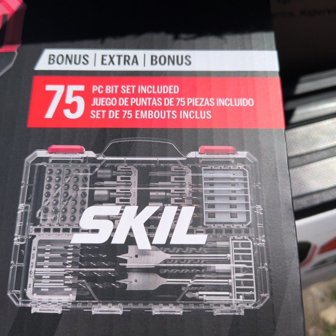 Skil 20V Brushless Cordless Hammer Drill Set With 75 Piece Bit Set Included