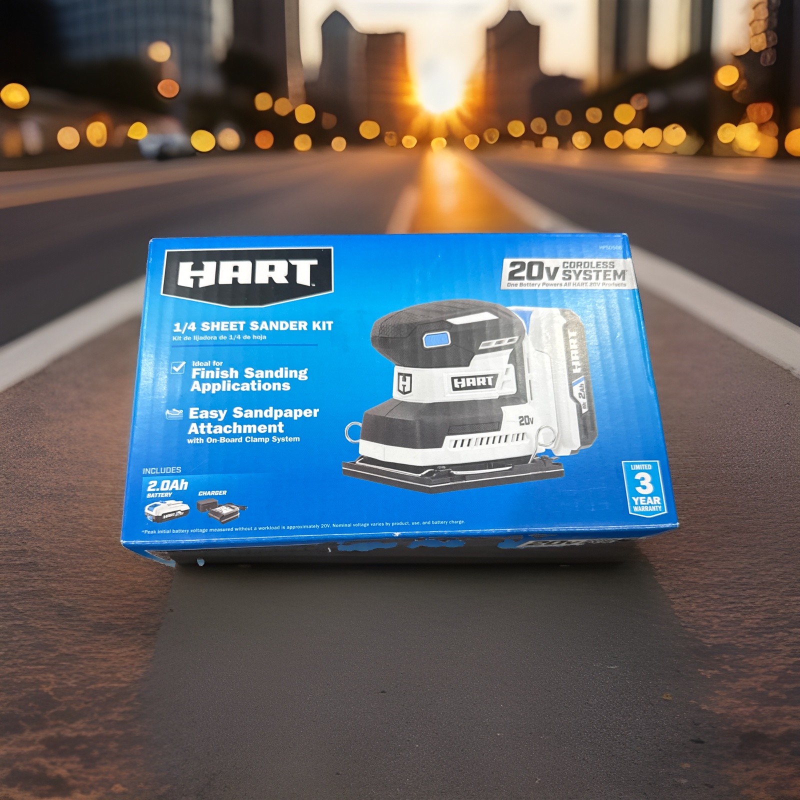 HART 20 Volt Cordless 1/4 Sheet palm Sander Dust 20v 2AH Battery & Charger