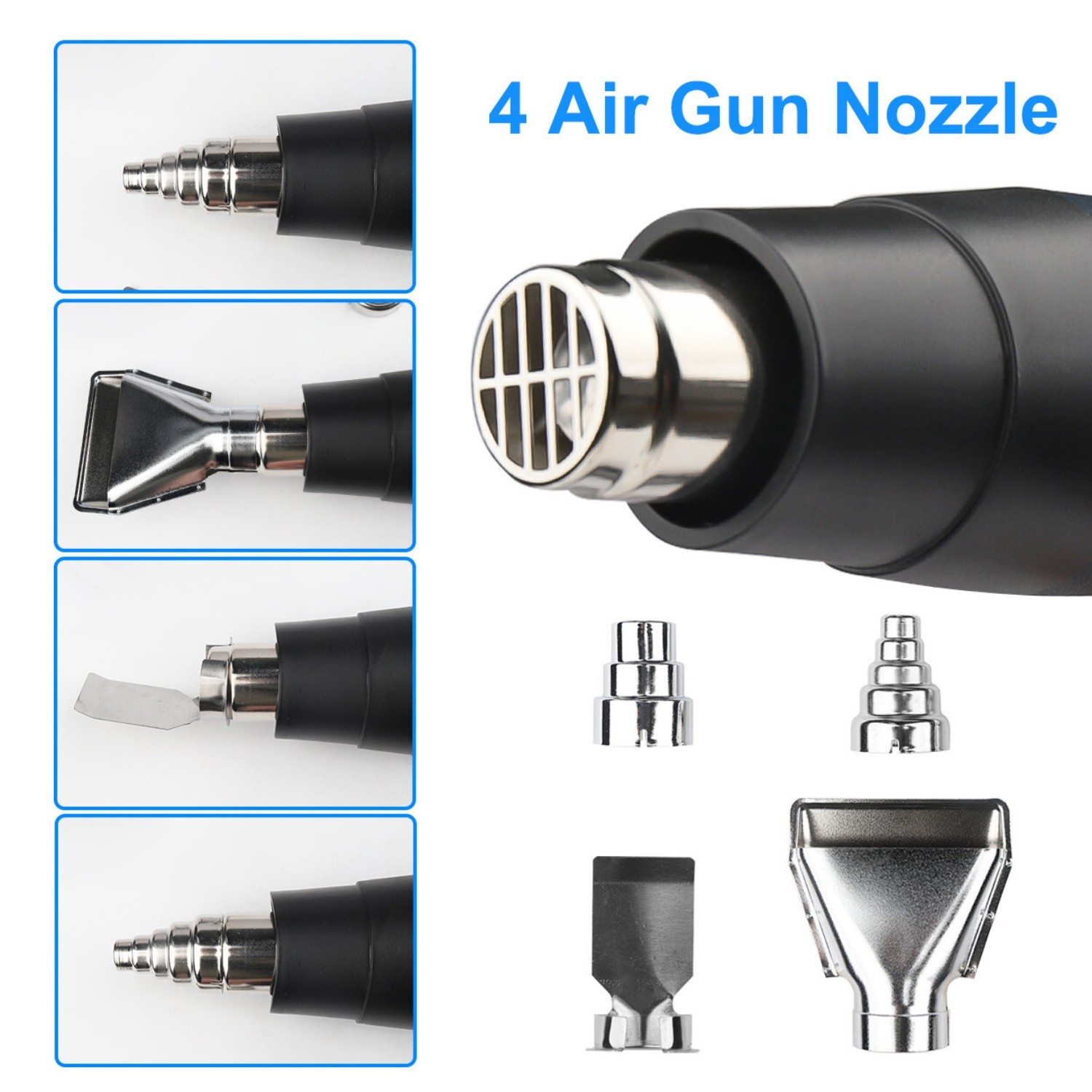 2500W Heat Gun Electric Hot Air Gun Dual Temperature LCD Display 4 Nozzles US