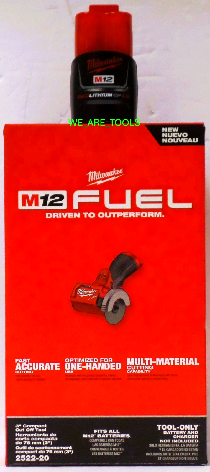 NEW Milwaukee FUEL 2522-20 M12 Compact 3&Prime; Cut Off Tool Saw, (1) 1.5 AH Battery