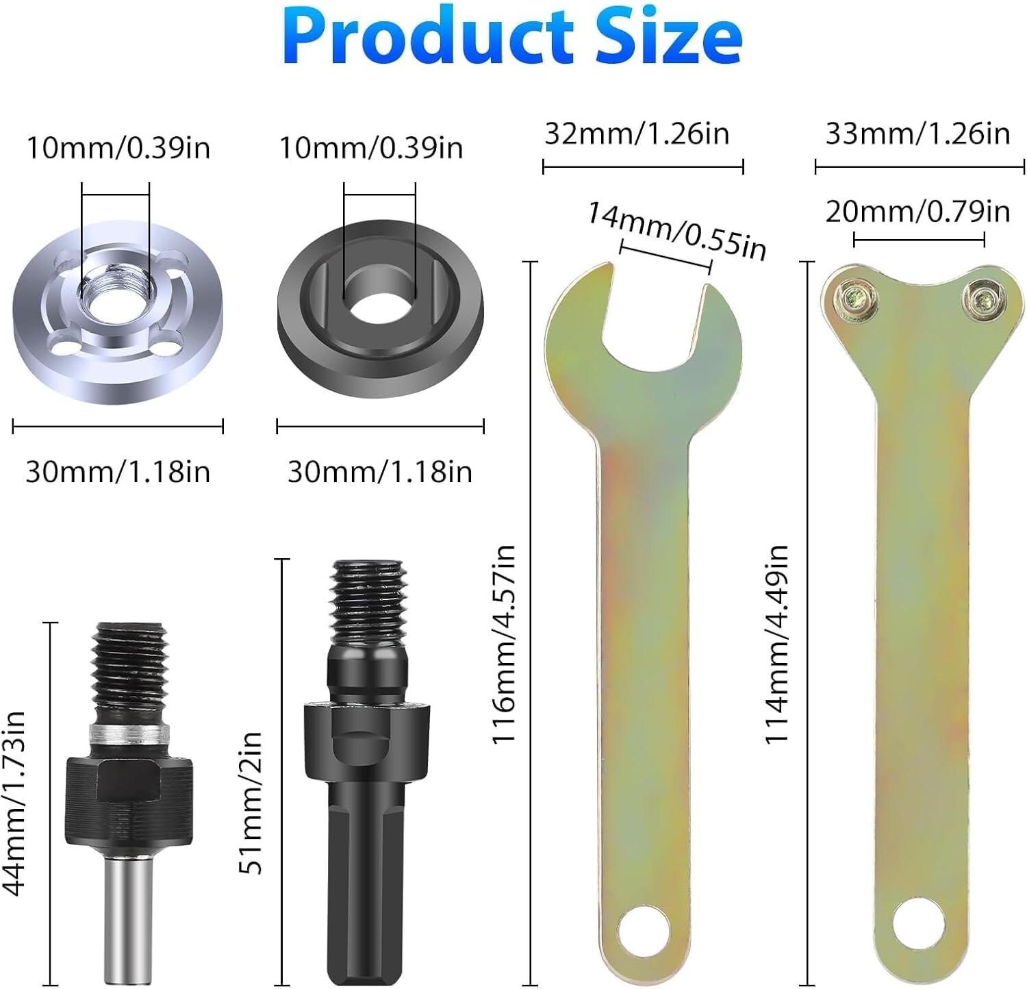Angle Grinder Electric Drill Conversion Kit Flange Nuts w/ Connecting Rod Wrench