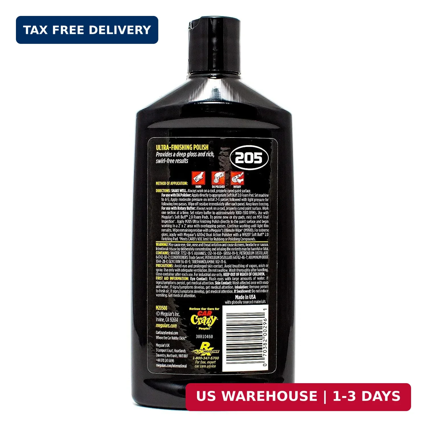 Meguiar&rsquo;s M205 Mirror Glaze Ultra Finishing Polish, Easy-to-Use 8 Oz, Factory