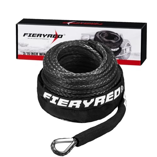 3/16” Winch Rope Cable,50 FT 8500 LBS ATV/UTV 3/16&Prime; x 50FT w/o Hook Black