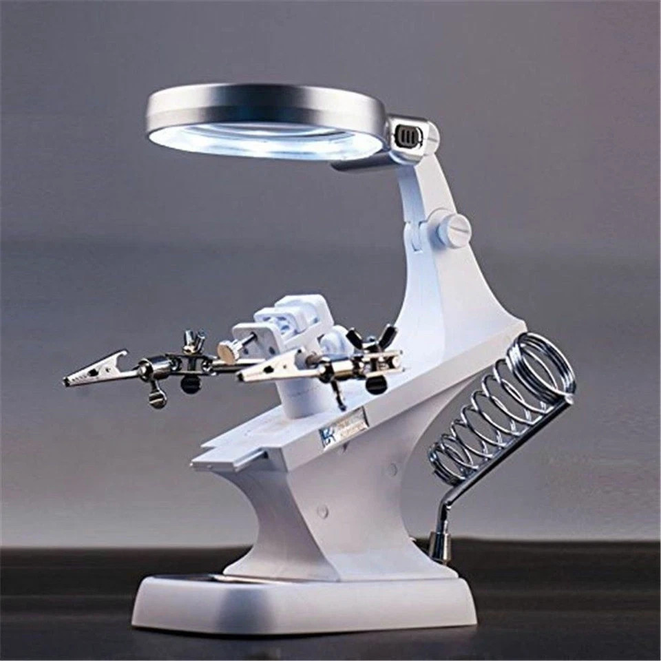 Third Hand Soldering Solder Iron Stand Holder Magnifier Helping Station Tool