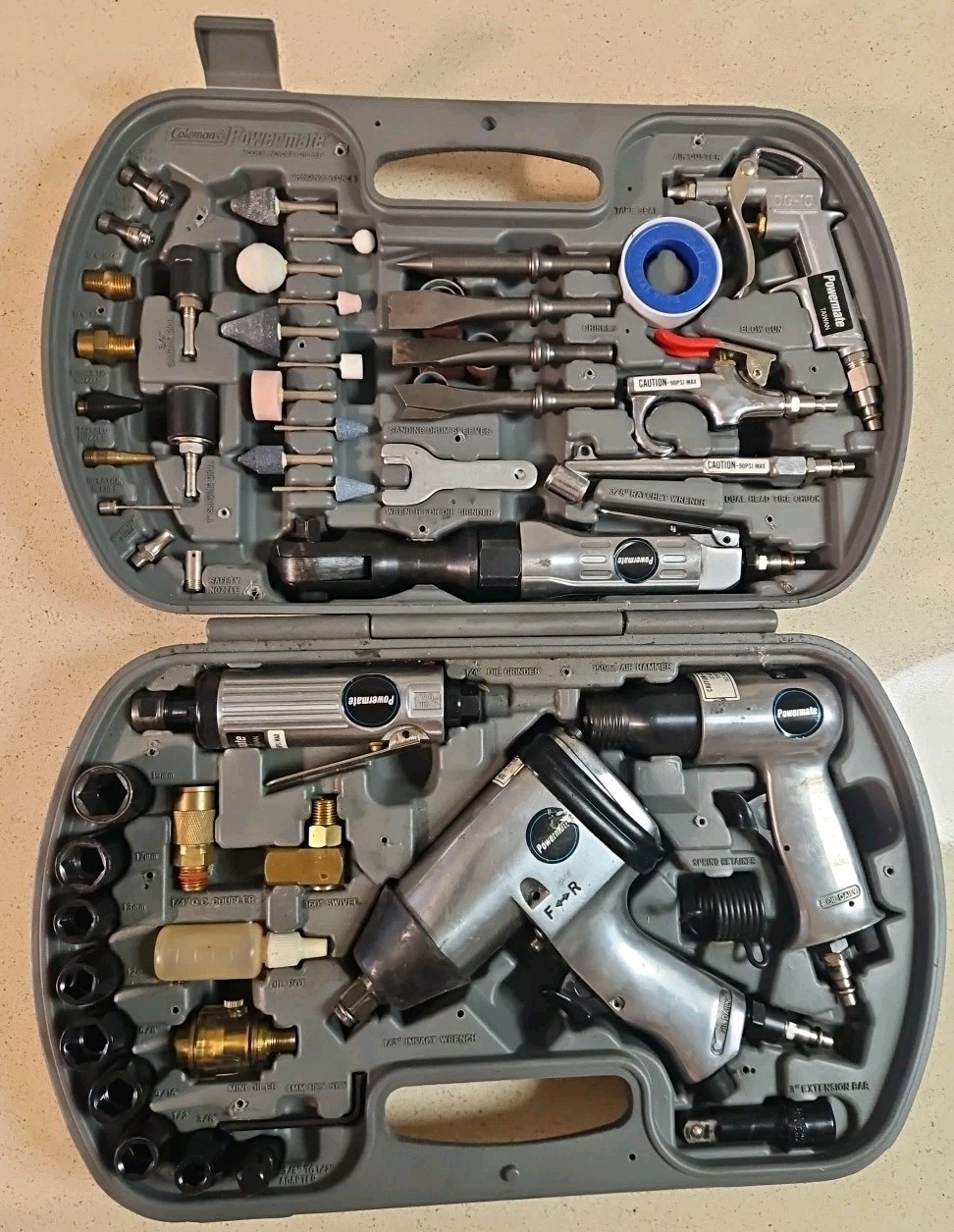 Coleman Powermate 58pc Air Compressor Tool Set #024-0155SP (CP1116635) in Case