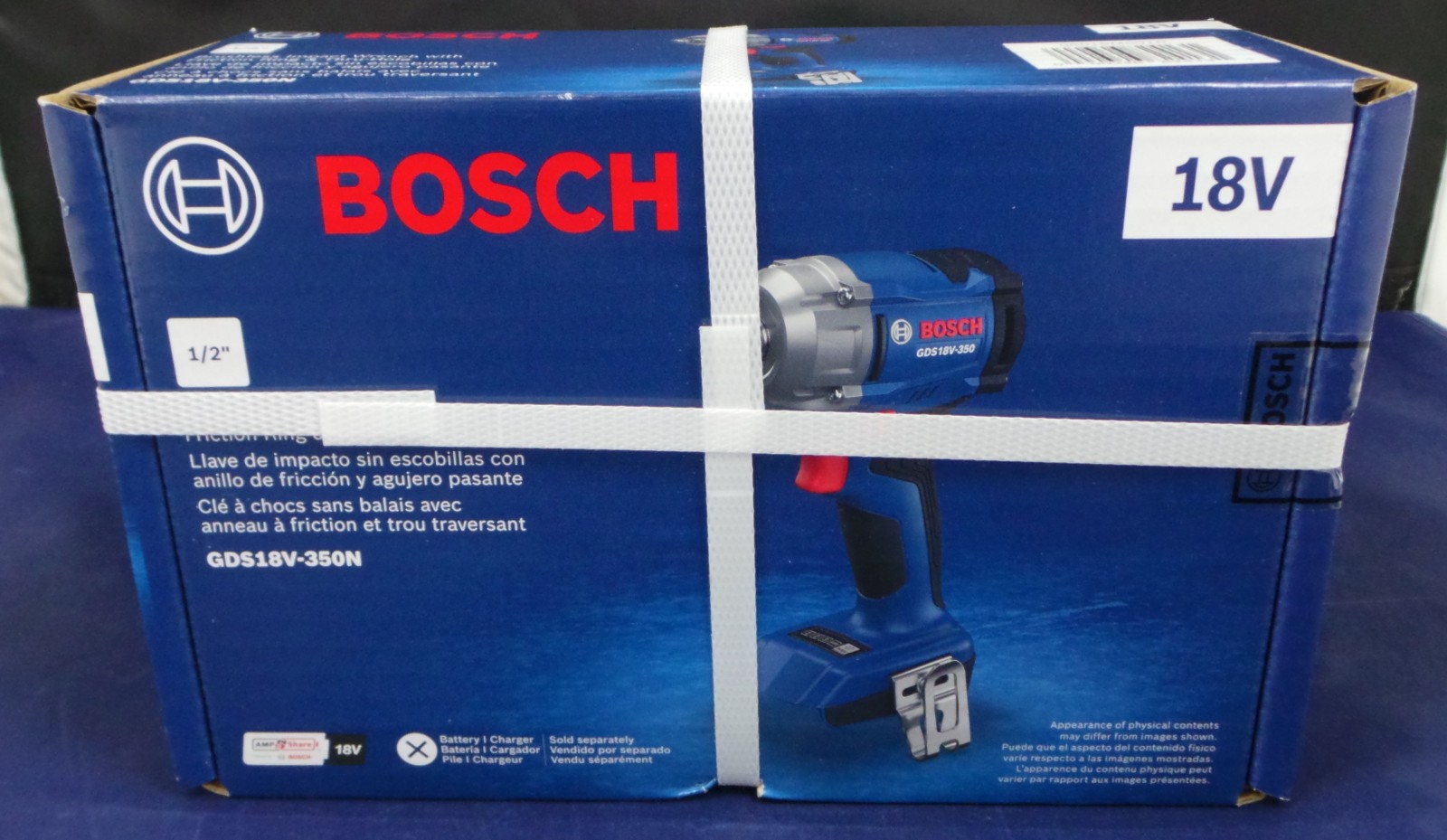 BOSCH GDS18V-350N 18V Brushless Impact Wrench Friction Ring & Thru-Hole 1/2&Prime; NEW
