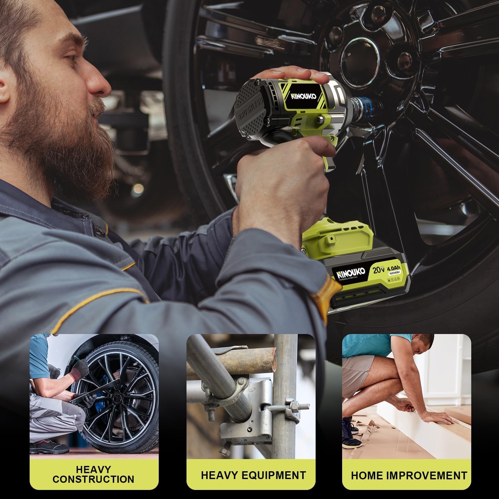 Power Impact Wrench 1000N.m Brushelss 1/2 » Cordless Impact Driver