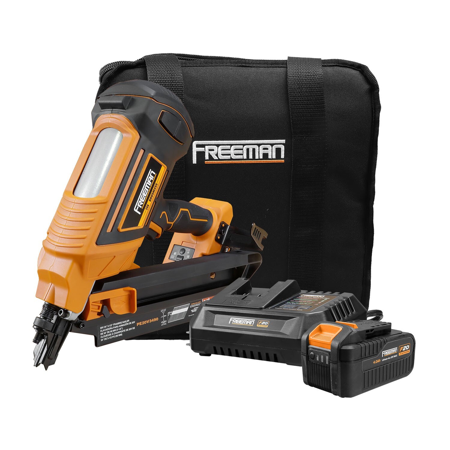 Freeman 20V Cordless 34 Degree Framing Nailer Kit – 750 Shots/Charge *Mfr Direct