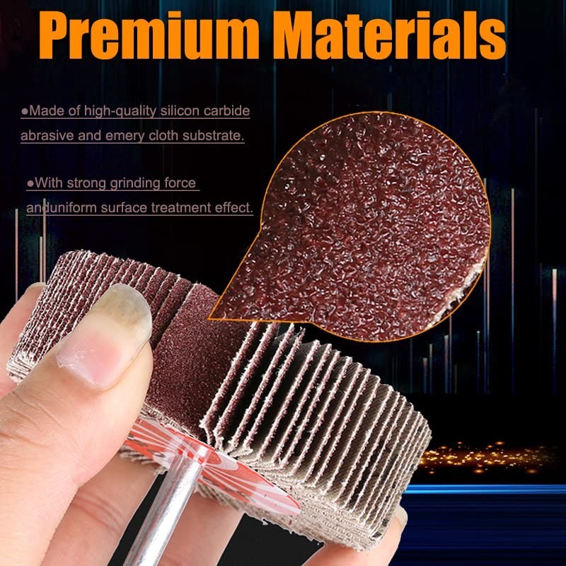 Abrasive Flap Wheel Sander Set 20pcs 5 Sizes 60/80/120/240 Grits for Drill