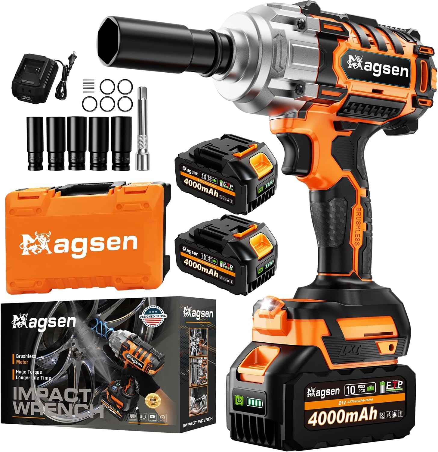 1/2&Prime; Cordless Impact Wrench,900Ft-lbs (1200N.m) Brushless High Torque Impact Gun