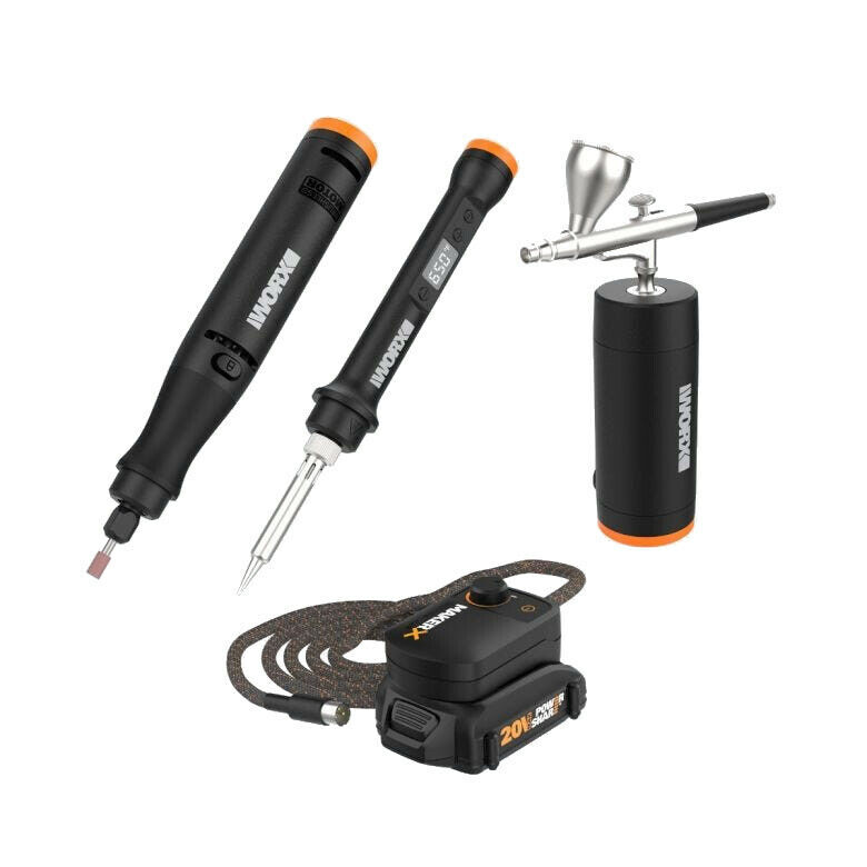 WORX WX993L 20V MAKERX Combo: Rotary Tool + Wood/Metal Crafter + Air Brush-OB