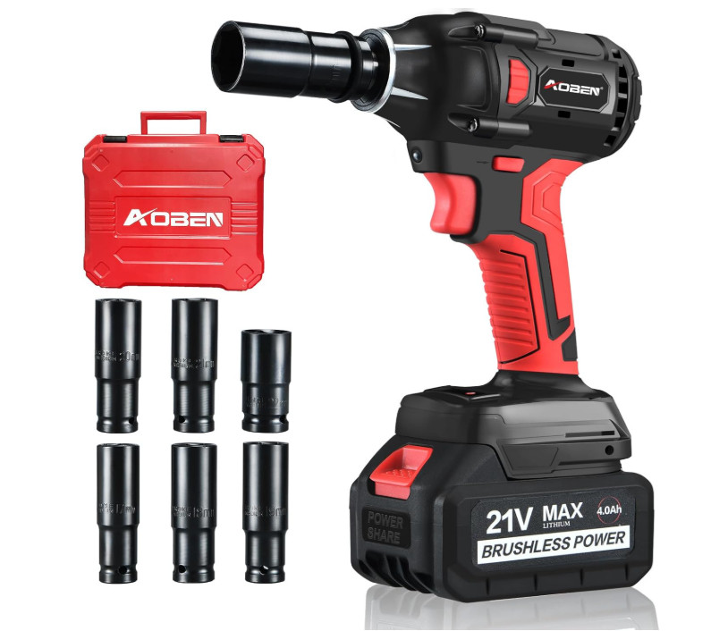 21V Cordless Impact Wrench, 400N.m Max Torque, 3000rpm Speed, 4.0Ah