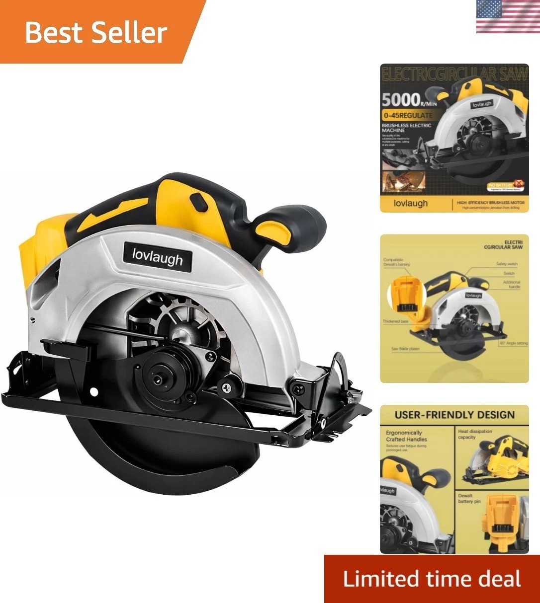 Versatile 7-1/4 Inch Cordless Circular Saw – 0-50° Bevel & 2 Blades Included