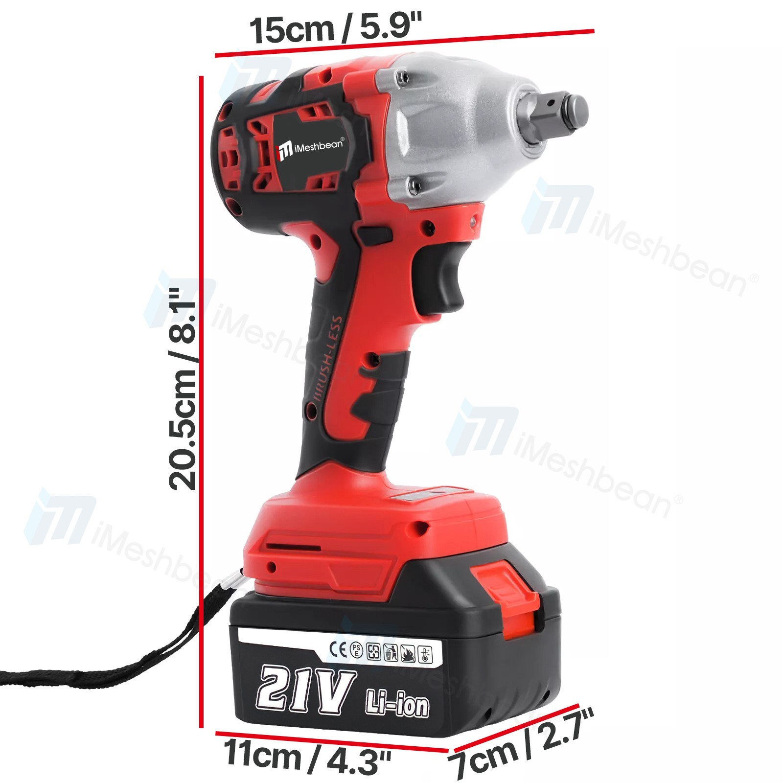 Cordless Impact Wrench 1/2&Prime; High Torque Brushless 20V Drill Driver Tool+2Battery