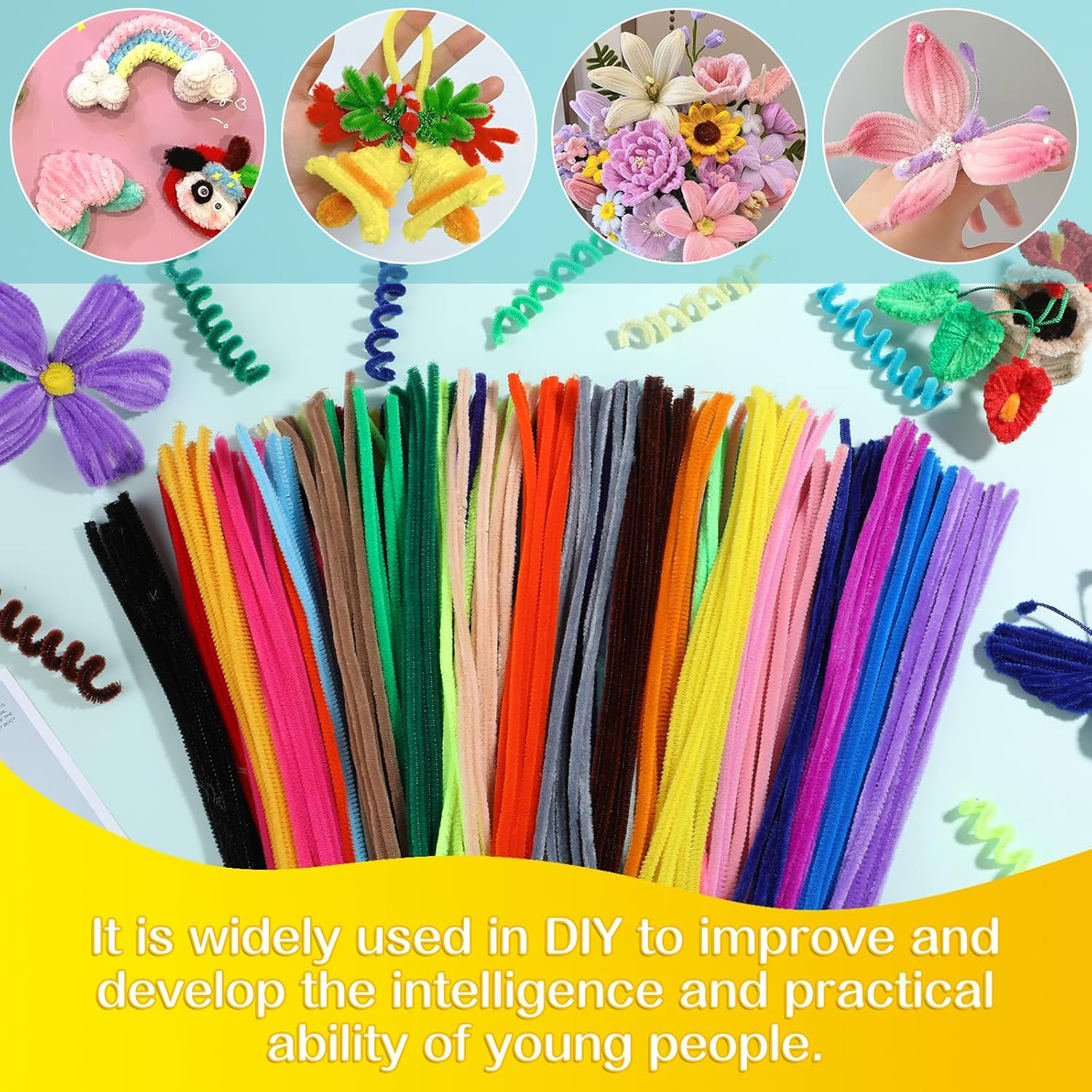 100 Pieces Pipe Cleaners Craft Chenille Stem Gray Pipe Cleaners | Fuzzy Sticks P