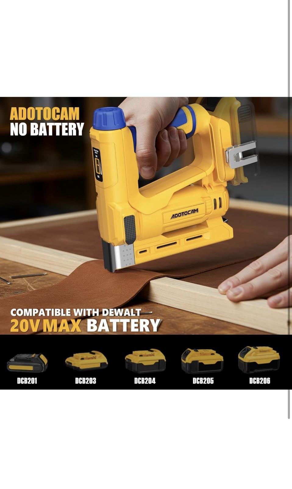 18GA Nail Gun for Dewalt 20V Battery (Tool Only), 2 in 1 Cordless Brad Nailer/T5