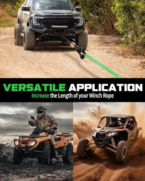 Winch Rope Extension, 3/8 » x 50ft 26,500 Lbs | 3/8 Inch x 50 Feet Green