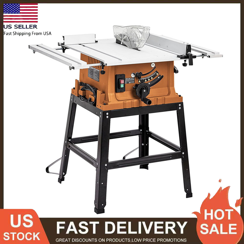 10&Prime; Table Saw 15 Amp 5000RPM Woodworking Saw With Stand 90° Cross Cut Portable