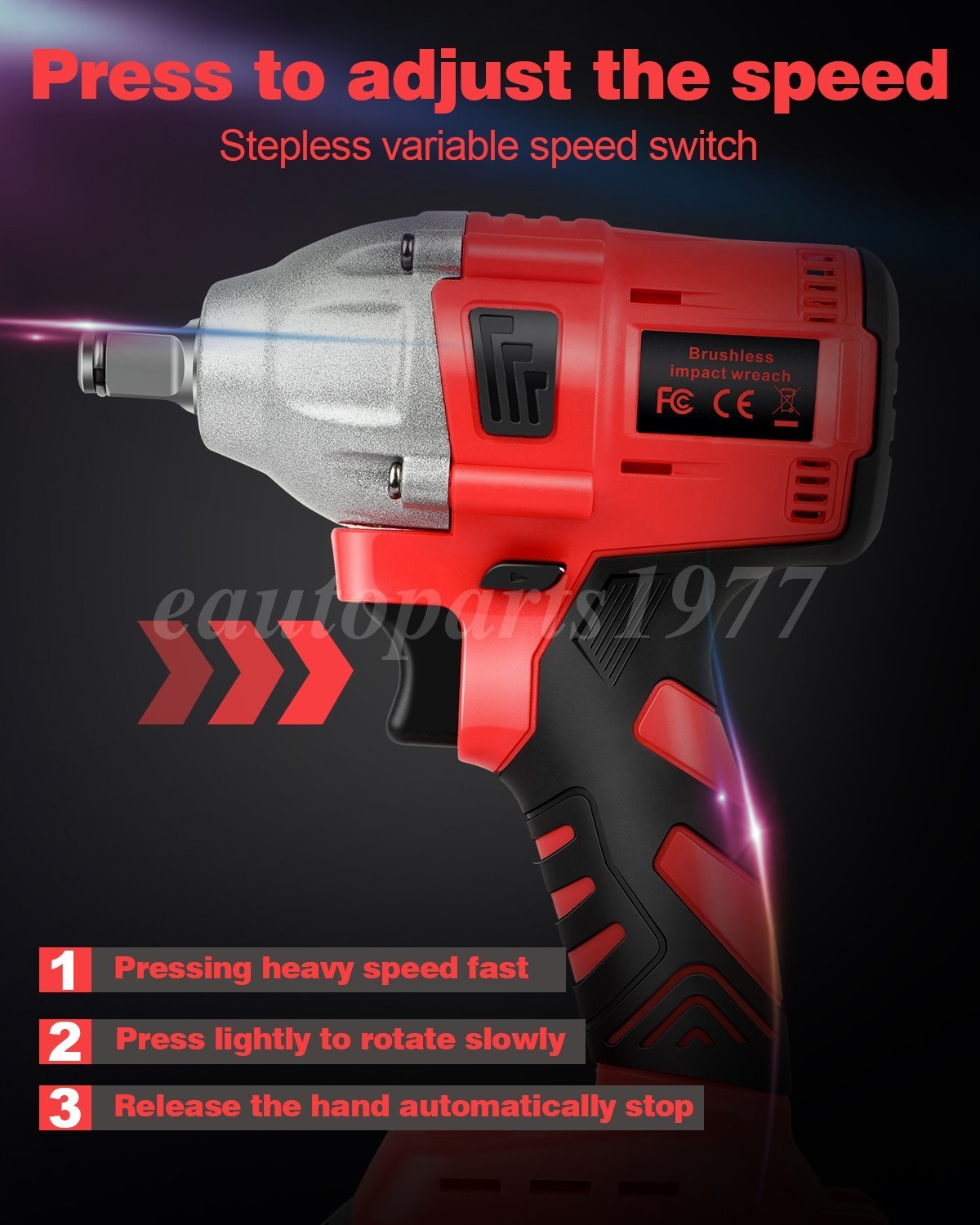 1000Nm Cordless Electric Impact Wrench Gun 1/2 » High Power Driver + 2Batteries