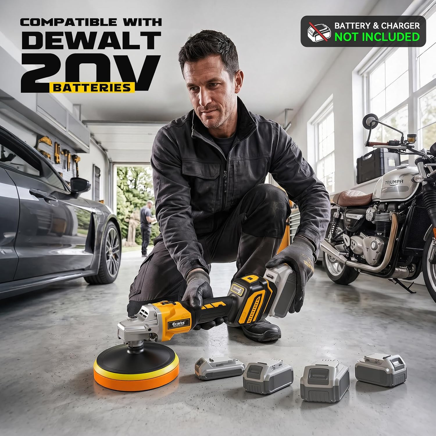 Cordless Car Buffer Polisher Kit Compatible with Dewalt 20V Battery(Tool Only),
