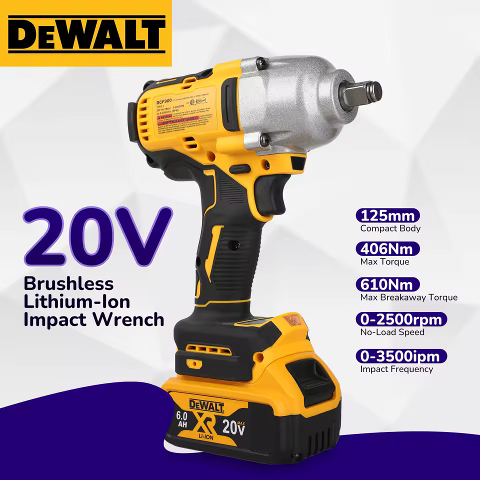 DeWALT DCF900 20V Brushless Impact Wrench 1/2&Prime; 1898Nm High Torque Cordless