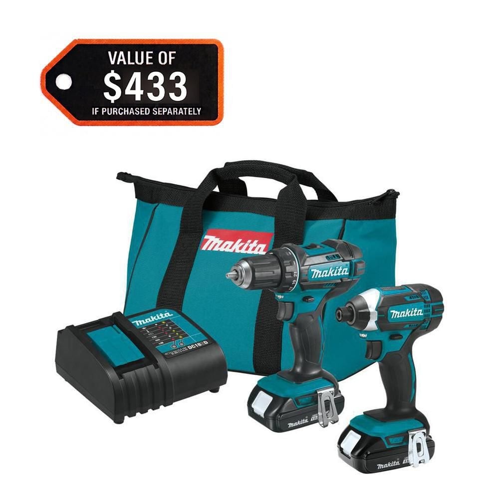 Makita 18V LXT Lithium-Ion Cordless 2-Piece Combo Kit 1.5 Ah Driver-Drill/Impact
