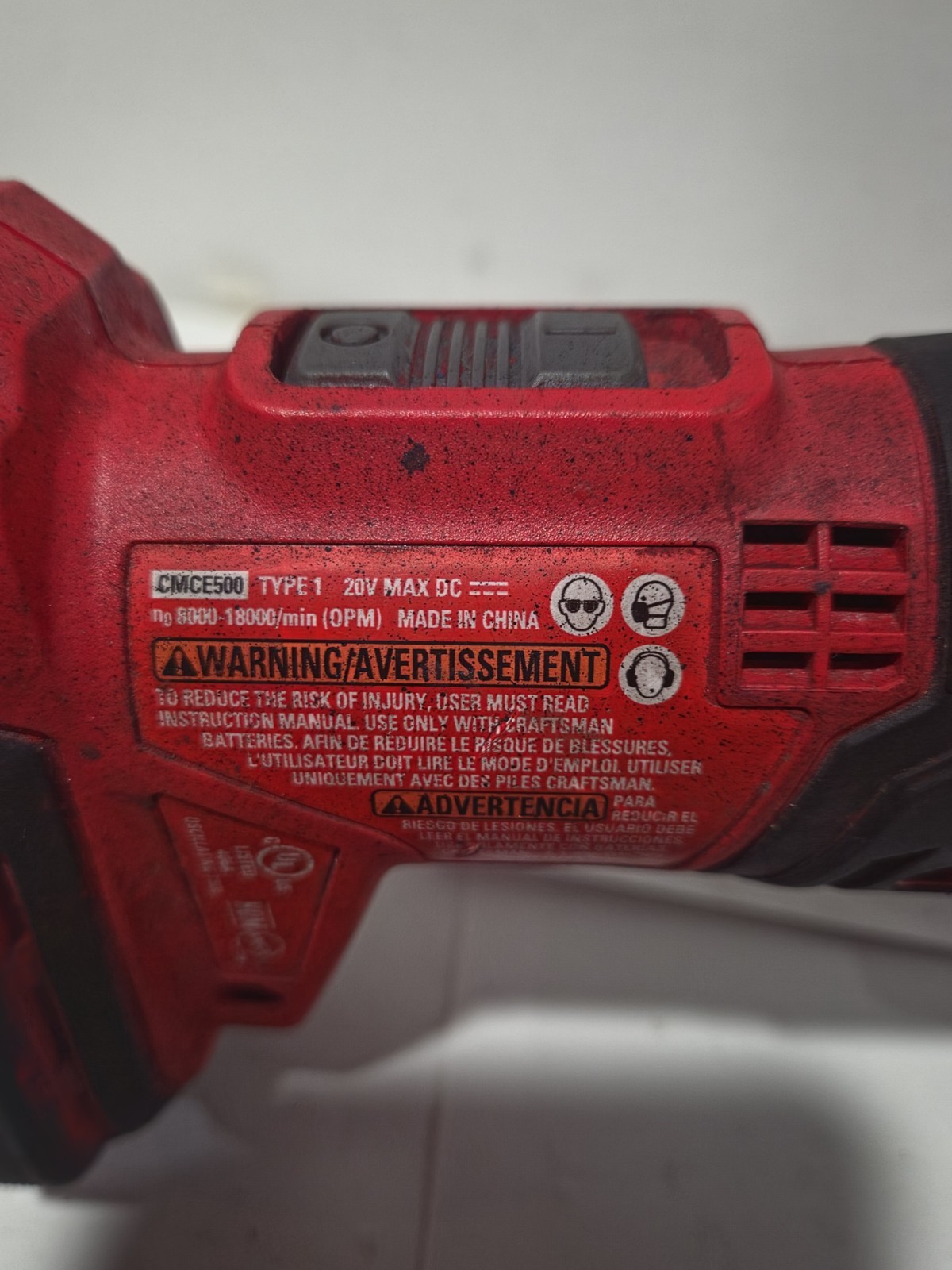 Used Craftsman CMCE500 20V Li-Ion Oscillating Tool Variable Speed Red/Black