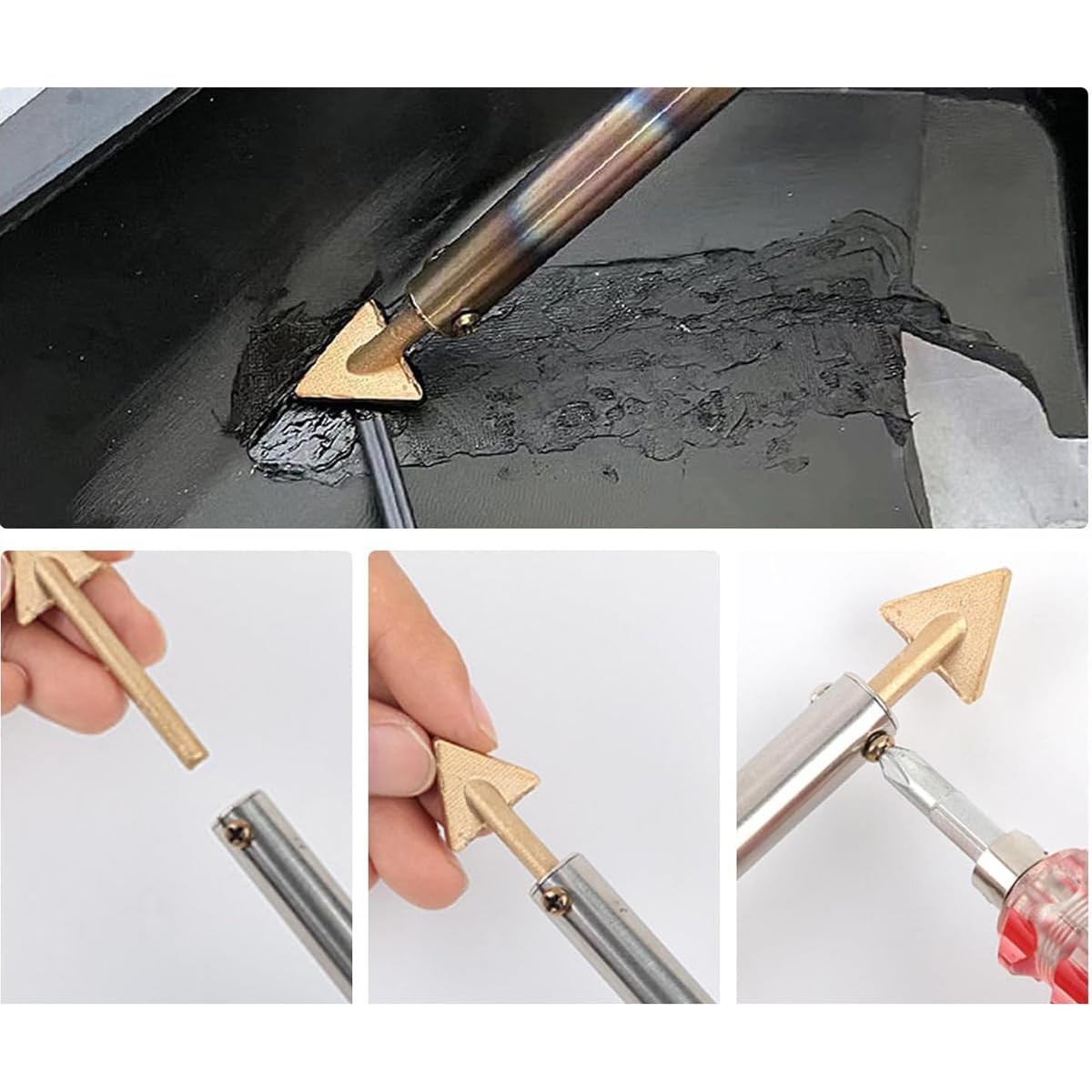 4PCS Plastic Soldering Tip Triangle Smoothing Tip Soldering Iron Tip Copper T…