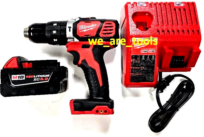 Milwaukee M18 2607-20 1/2&Prime; Hammer Drill, (1) 48-11-1850 Battery, Charger 18 Volt
