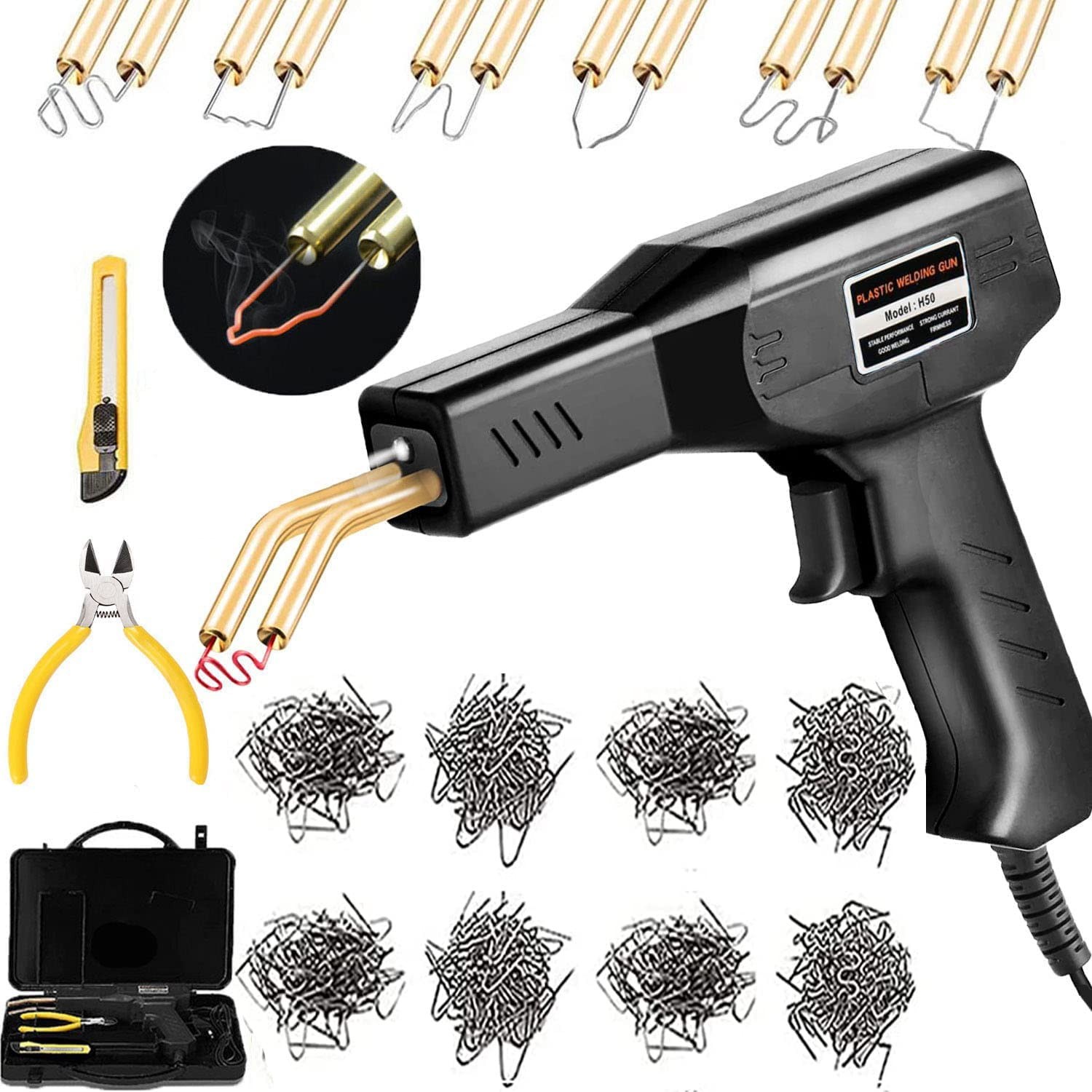 Plastic Welder Car Bumper Repair Kit Hot Stapler 1050 Staples Tool