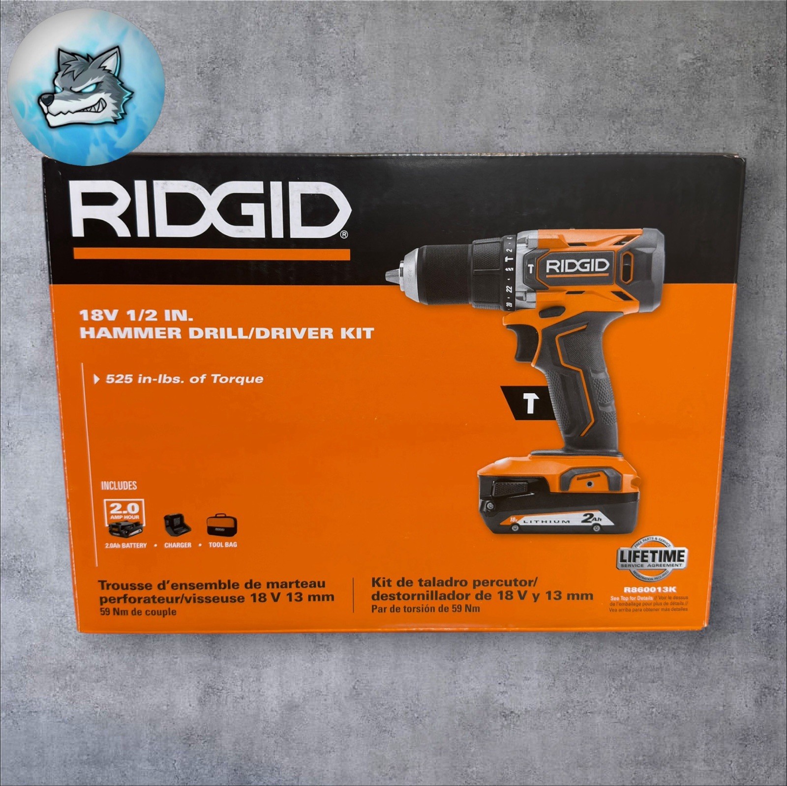 Ridgid 18V 1/2 in Hammer Drill Driver W/ 2 Ah Battery & Charger Model R860013K