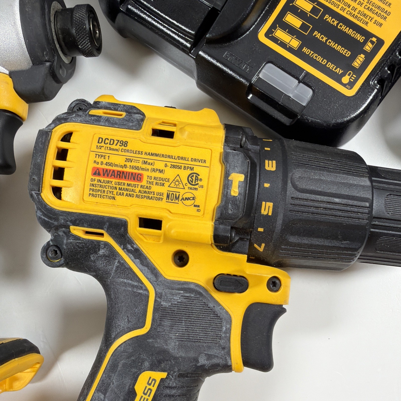 DeWalt 20V Drill Lot With Power Stack Batteries, Chargers, Bag DCF840 DCD798