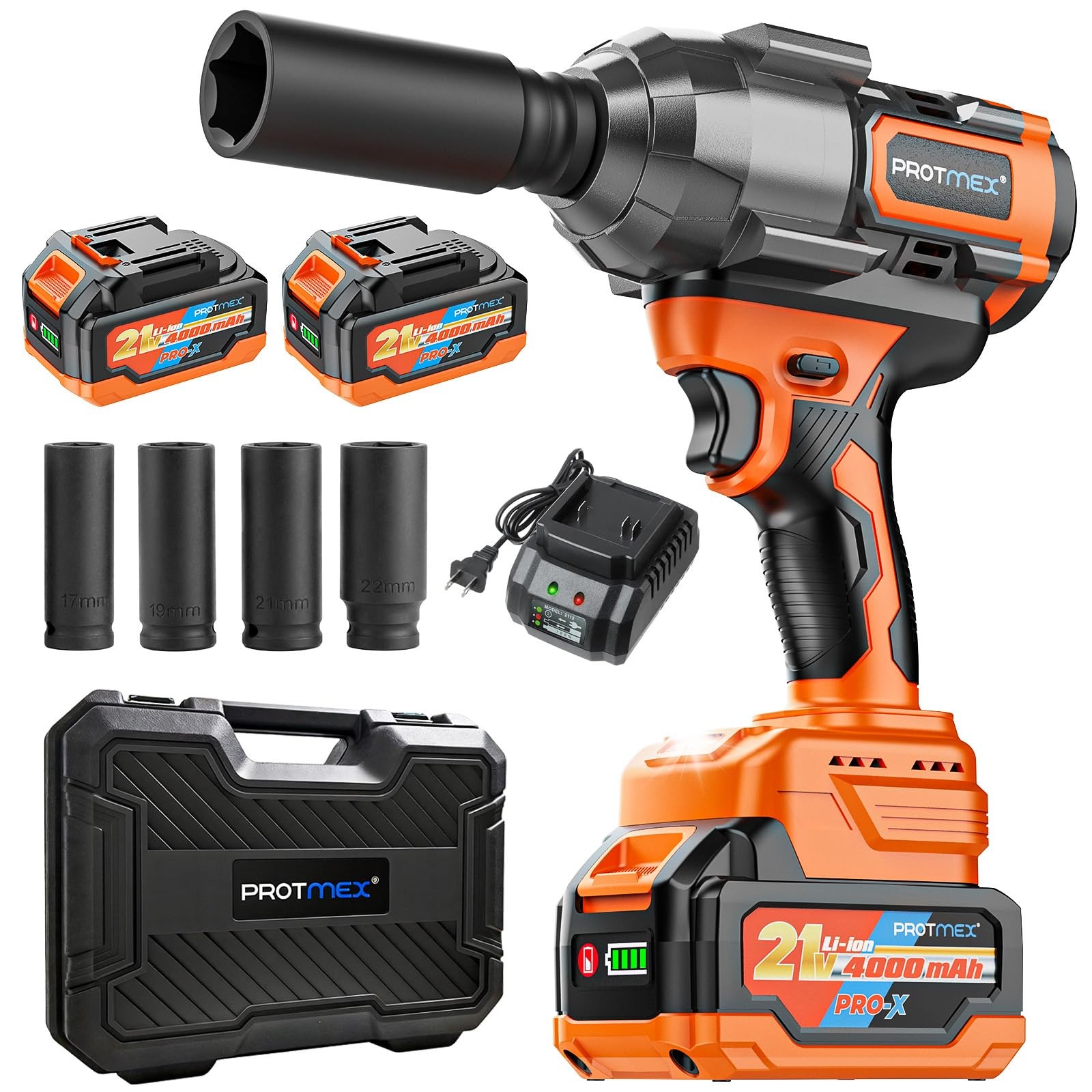 Protmex 1107Ft-lbs(1500N.m) Cordless Impact Wrench, 1/2&Prime; Brushless Impact Dri…