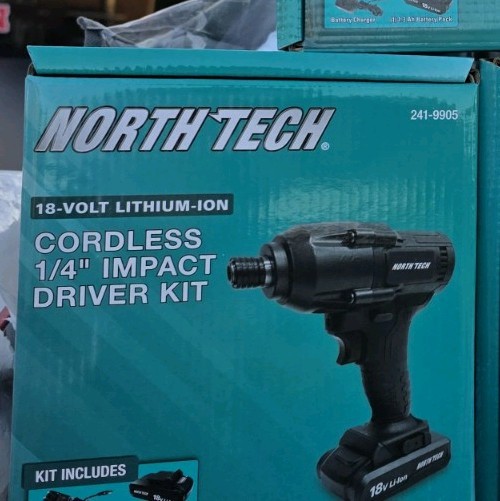 NORTH TECH 18V Li-Ion Cordless 1/4 in Impact Driver Kit w/ Case 241-9905